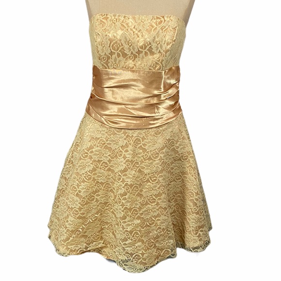 MASQUERADE Gold Lace & Glitter Dress - Picture 1 of 5